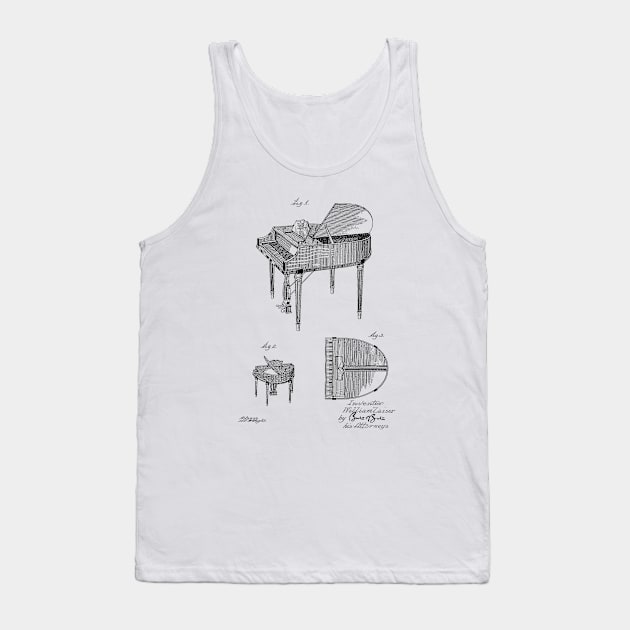 Piano Vintage Patent Hand Drawing Tank Top by TheYoungDesigns